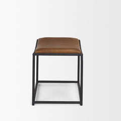 Taniel Brown/Black Leather Metal Stool - Ornate Home