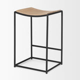 Taniel Light Brown/Black Wood Metal Counter Stool