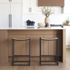 Taniel Light Brown/Black Wood Metal Counter Stool