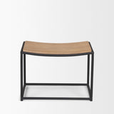 Taniel Light Brown/Black Wood Metal Stool - Ornate Home