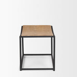 Taniel Light Brown/Black Wood Metal Stool - Ornate Home