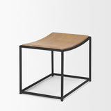 Taniel Light Brown/Black Wood Metal Stool - Ornate Home