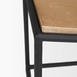 Taniel Light Brown/Black Wood Metal Stool - Ornate Home