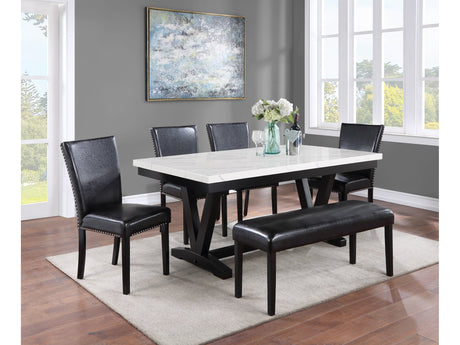 Tanner Black/White Faux Marble Top Dining Set - Ornate Home