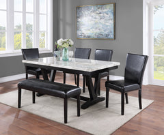Tanner Black/White Faux Marble Top Dining Set - Ornate Home