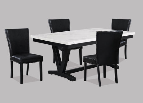 Tanner Black/White Faux Marble Top Dining Set - Ornate Home
