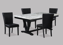 Tanner Black/White Faux Marble Top Dining Set - Ornate Home