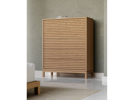 Tanner Five Drawer Ash Wood Chest in Flaxen - Ornate Home