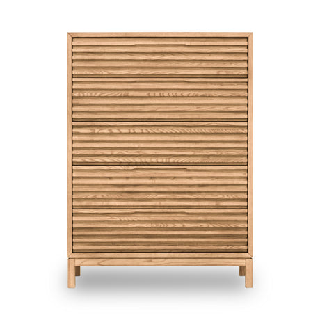 Tanner Five Drawer Ash Wood Chest in Flaxen - Ornate Home