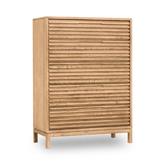 Tanner Five Drawer Ash Wood Chest in Flaxen - Ornate Home