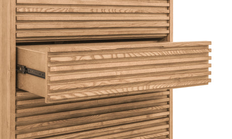 Tanner Five Drawer Ash Wood Chest in Flaxen - Ornate Home