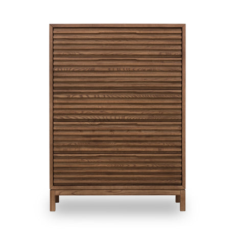 Tanner Five Drawer Ash Wood Chest in Roux - Ornate Home