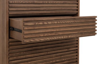 Tanner Five Drawer Ash Wood Chest in Roux - Ornate Home