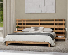 Tanner Flaxen California King Solid Ash Wall Bed with Integrated Nightstands - Ornate Home