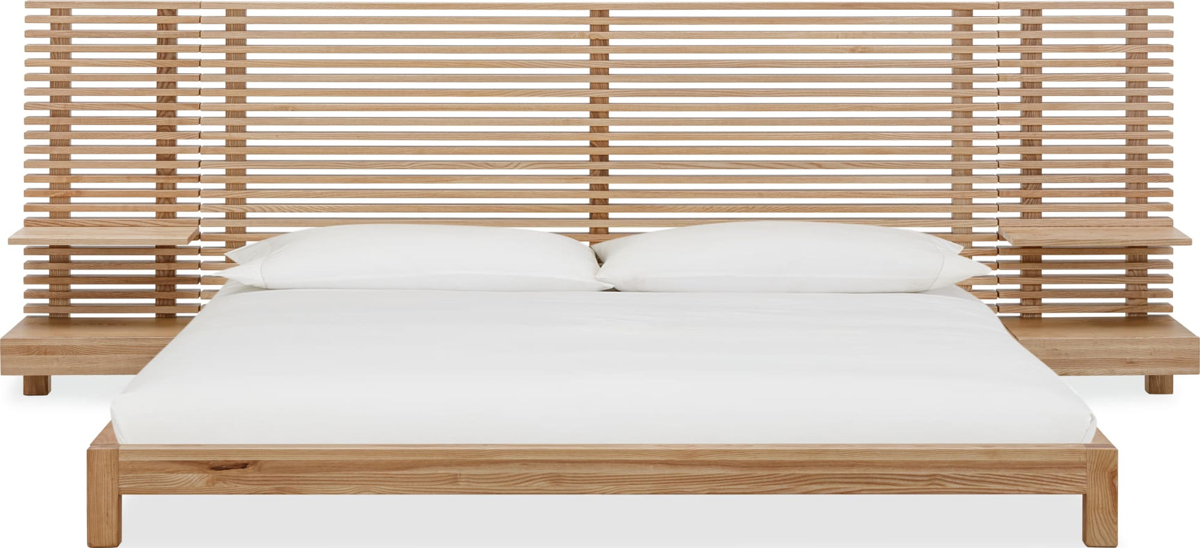 Tanner Flaxen Full Solid Ash Wall Bed with Integrated Nightstands - Ornate Home