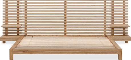 Tanner Flaxen Full Solid Ash Wall Bed with Integrated Nightstands - Ornate Home