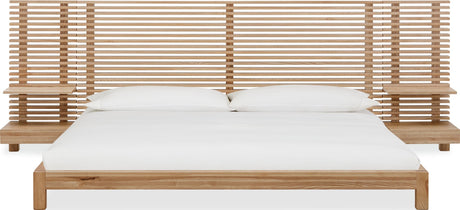 Tanner Flaxen King Solid Ash Wall Bed with Integrated Nightstands - Ornate Home