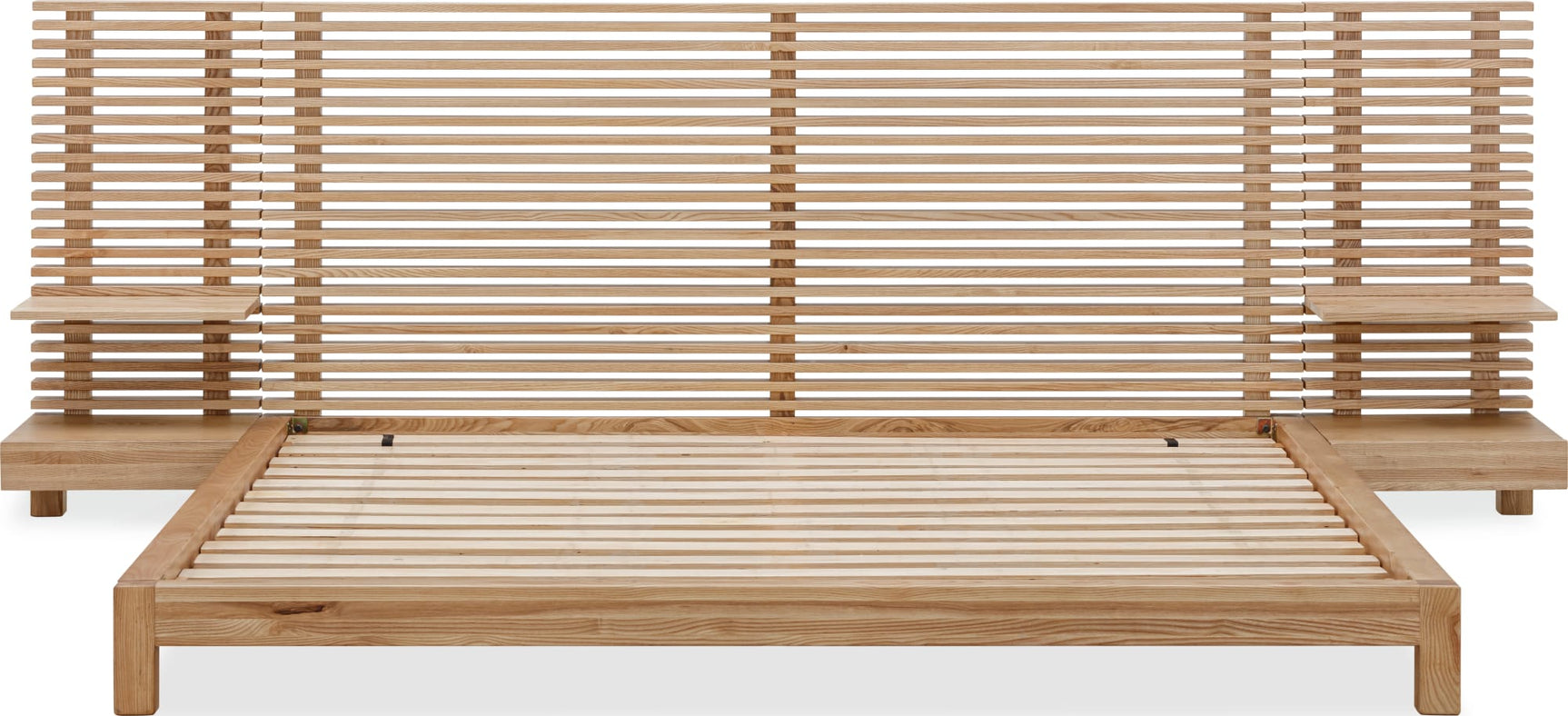 Tanner Flaxen King Solid Ash Wall Bed with Integrated Nightstands - Ornate Home