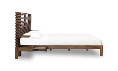 Tanner Solid Ash California King Wall Bed with Integrated Nightstands in Roux - Ornate Home