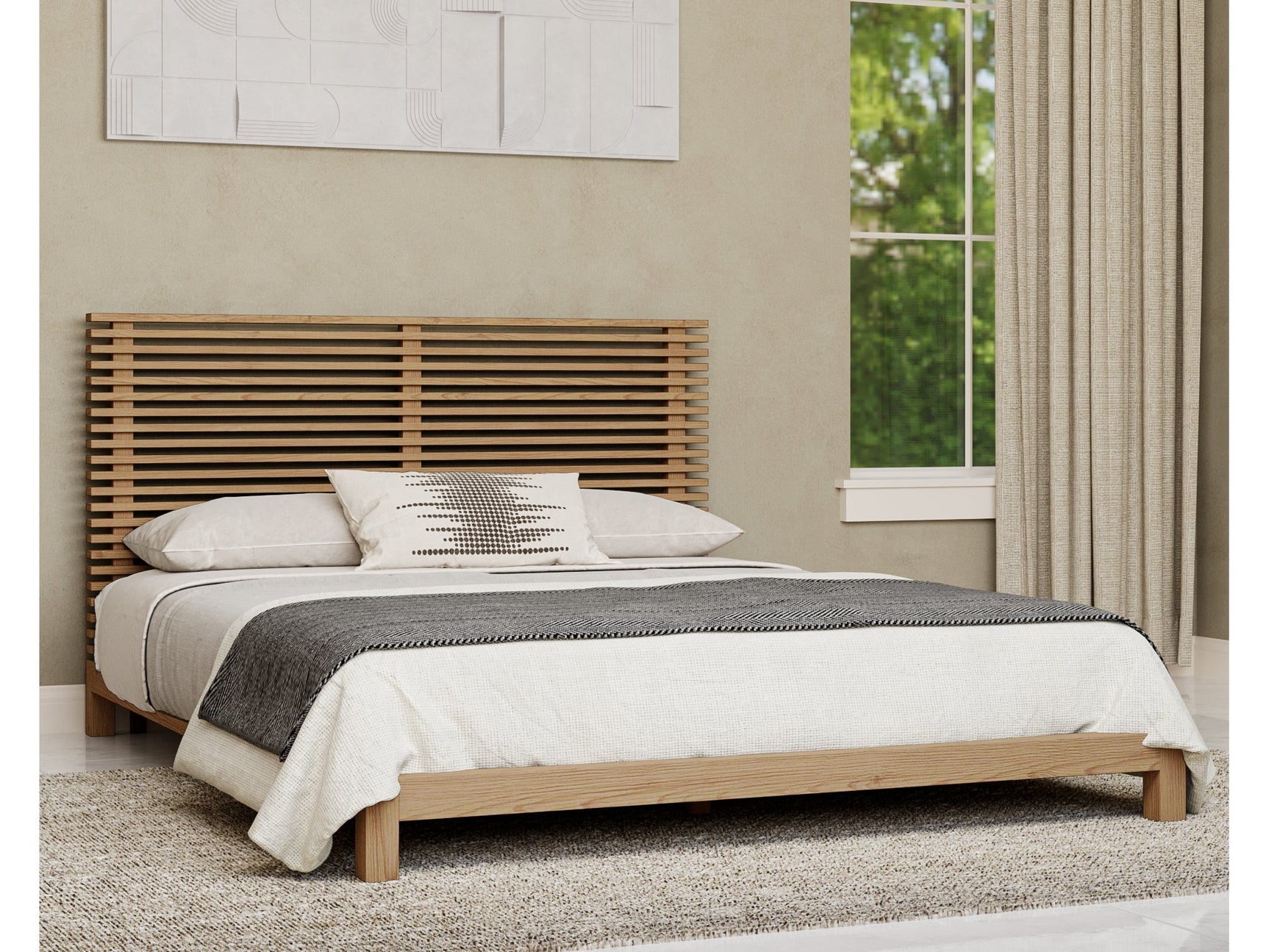 Tanner Solid Ash Eastern King Platform Bed in Flaxen - Ornate Home