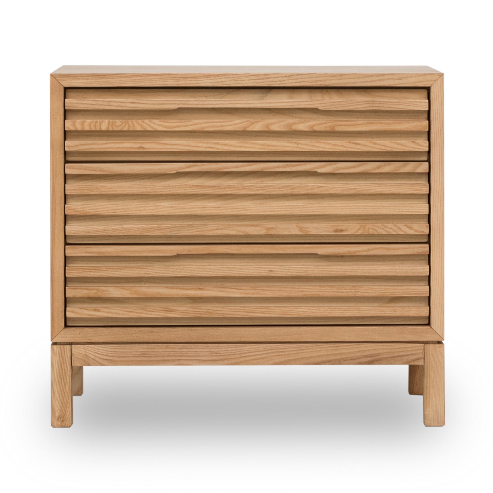 Tanner Three Drawer Ash Wood Nightstand in Flaxen - Ornate Home