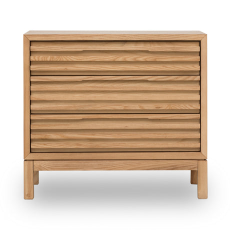 Tanner Three Drawer Ash Wood Nightstand in Flaxen - Ornate Home