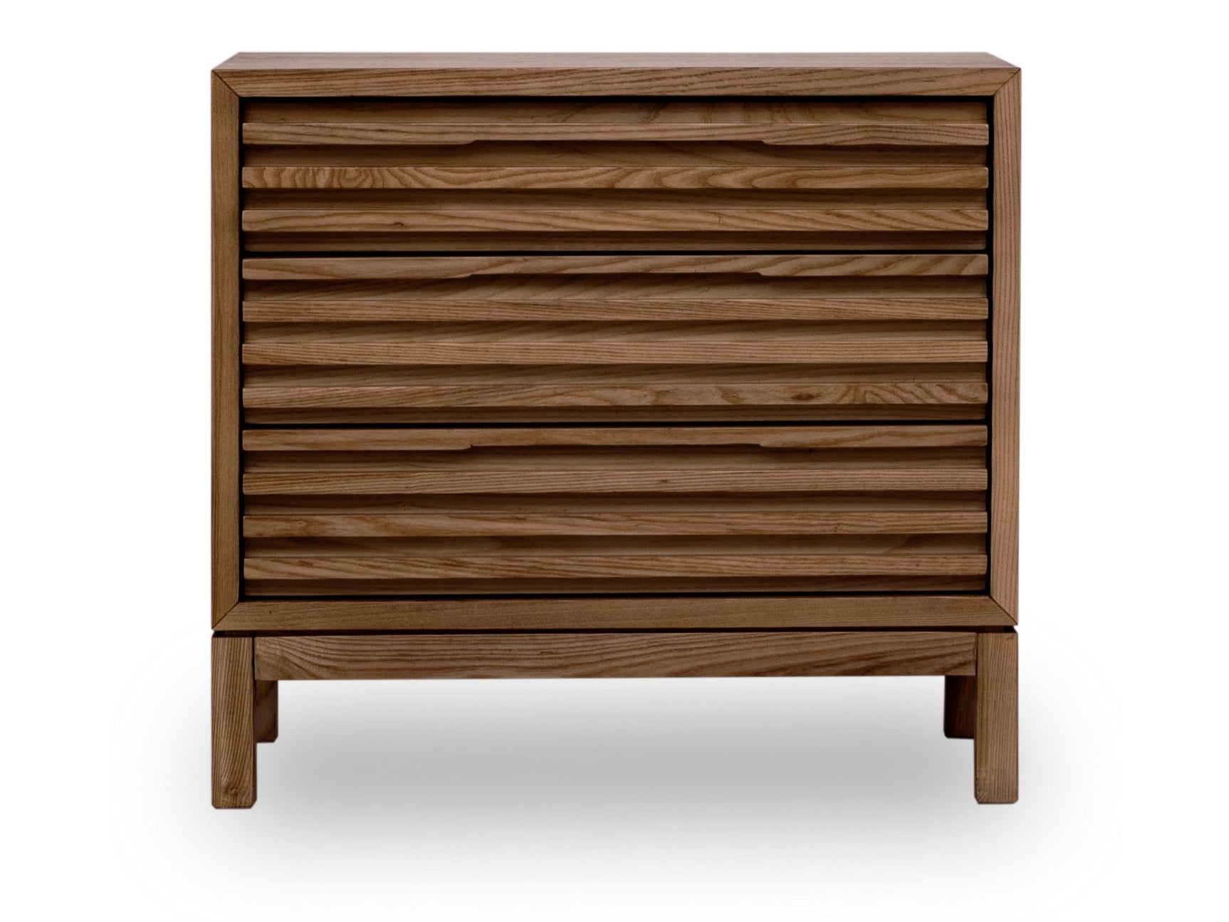 Tanner Three Drawer Ash Wood Nightstand in Roux - Ornate Home