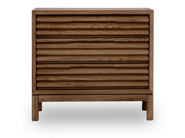 Tanner Three Drawer Ash Wood Nightstand in Roux - Ornate Home