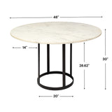 Tanner White/Black 48" Round Pedestal Dining Table - Ornate Home