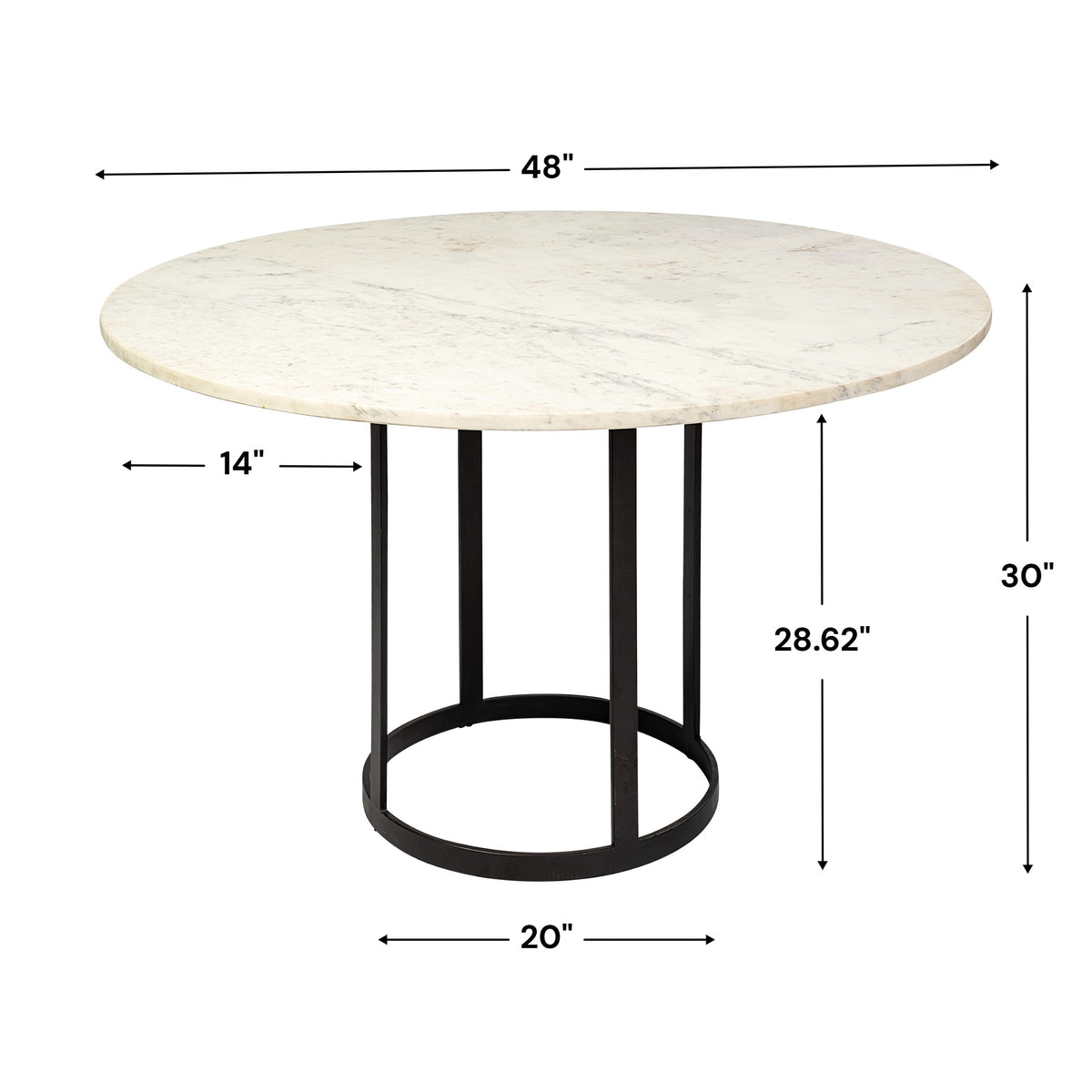 Tanner White/Black 48" Round Pedestal Dining Table - Ornate Home