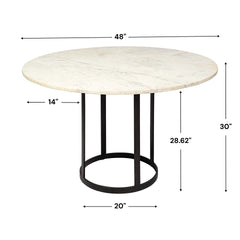 Tanner White/Black 48" Round Pedestal Dining Table