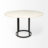 Tanner White/Black 48" Round Pedestal Dining Table - Ornate Home