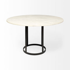 Tanner White/Black 48" Round Pedestal Dining Table