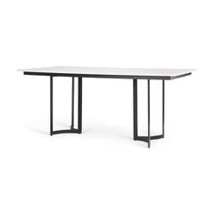 Tanner White/Black Rectangular Pedestal Dining Table