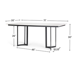 Tanner White/Black Rectangular Pedestal Dining Table