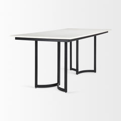 Tanner White/Black Rectangular Pedestal Dining Table