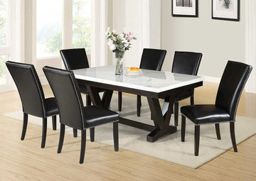 Tanner White Faux Carrara Marble & Black Dining Table - Ornate Home