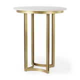 Tanner White/Matte Gold Pedestal Dining Table