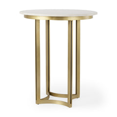 Tanner White/Matte Gold Pedestal Dining Table