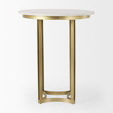 Tanner White/Matte Gold Pedestal Dining Table