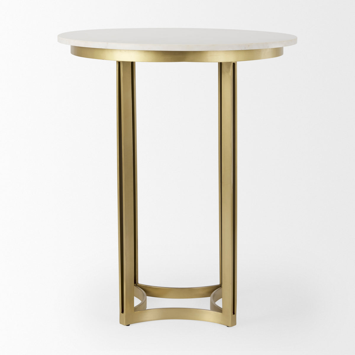 Tanner White/Matte Gold Pedestal Dining Table