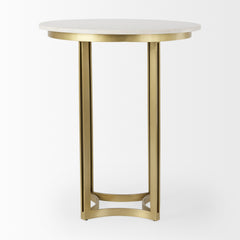 Tanner White/Matte Gold Pedestal Dining Table