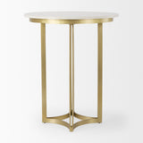 Tanner White/Matte Gold Pedestal Dining Table
