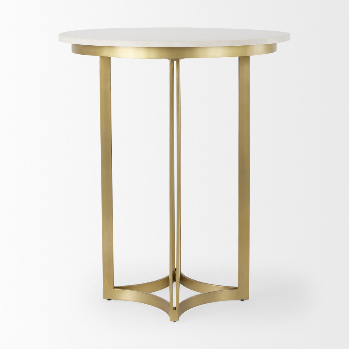 Tanner White/Matte Gold Pedestal Dining Table