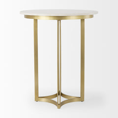 Tanner White/Matte Gold Pedestal Dining Table