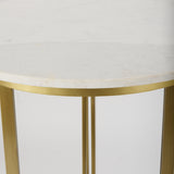 Tanner White/Matte Gold Pedestal Dining Table