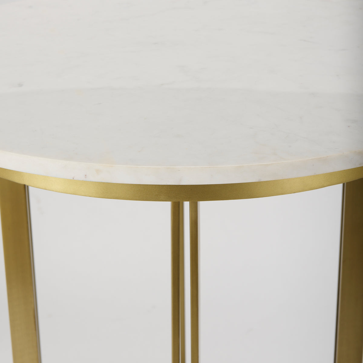 Tanner White/Matte Gold Pedestal Dining Table