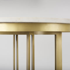 Tanner White/Matte Gold Pedestal Dining Table