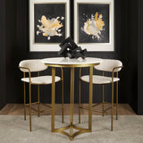 Tanner White/Matte Gold Pedestal Dining Table