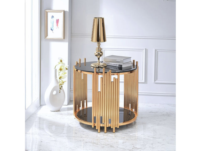 Tanquin End Table in Gold/Black 84492 - Ornate Home